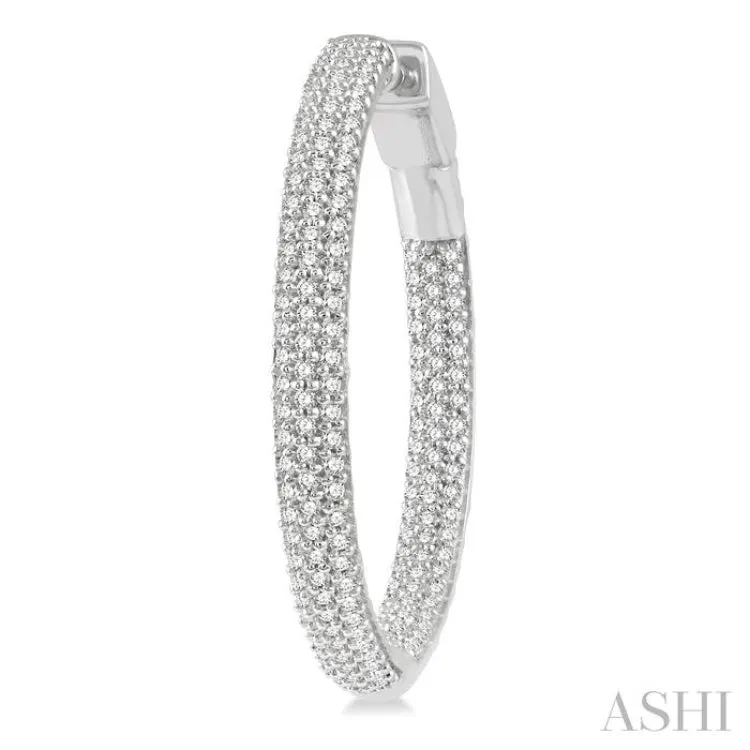 1 ctw Close Knit Round Cut Diamond Hoop Earring in 14K White Gold