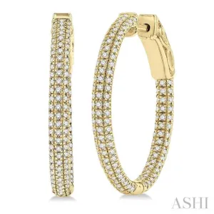 1 ctw Close Knit Round Cut Diamond Hoop Earring in 14K Yellow Gold