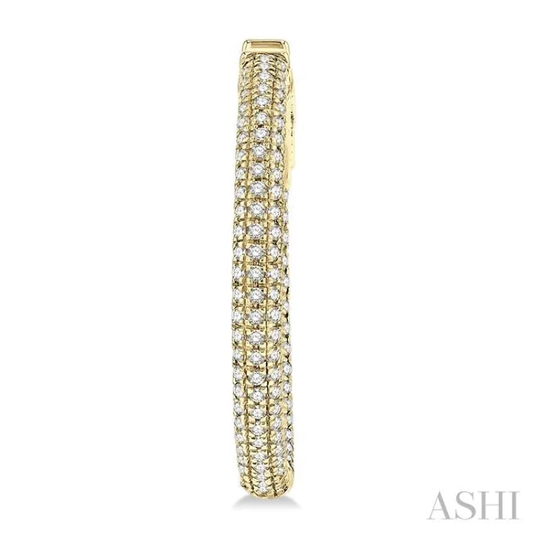 1 ctw Close Knit Round Cut Diamond Hoop Earring in 14K Yellow Gold