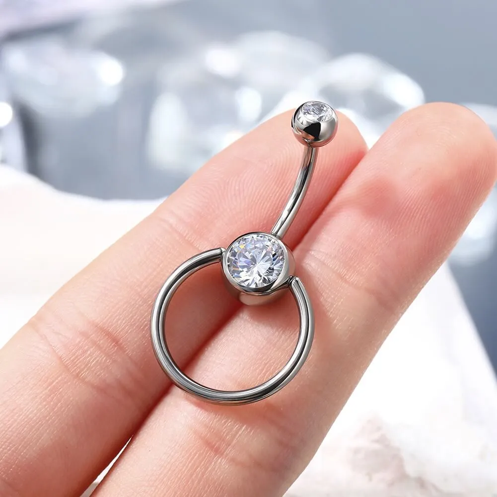 14G Titanium Removable Round Hoop Belly Button Rings