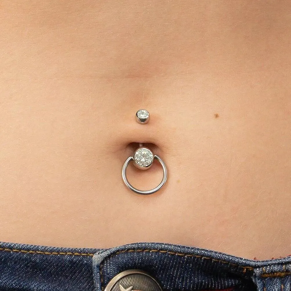 14G Titanium Removable Round Hoop Belly Button Rings