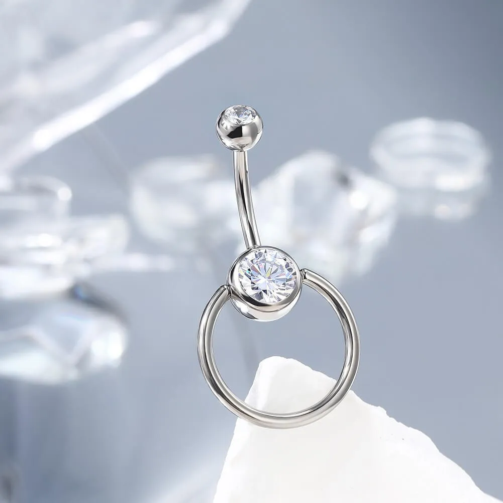 14G Titanium Removable Round Hoop Belly Button Rings