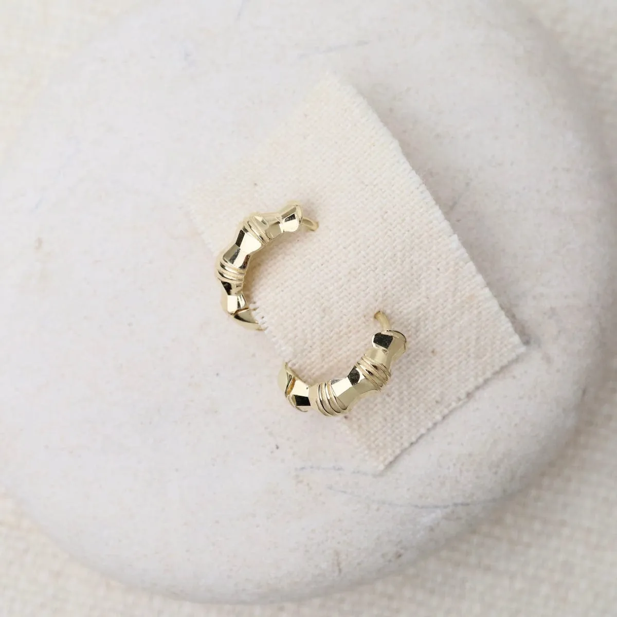 14k Mirror Beads Yellow Gold Huggies