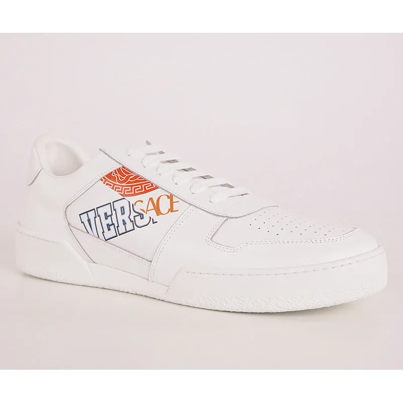 46 US 13 NEW $780 VERSACE Men's White SPLIT LOGO Low Top Tennis Shoes SNEAKERS