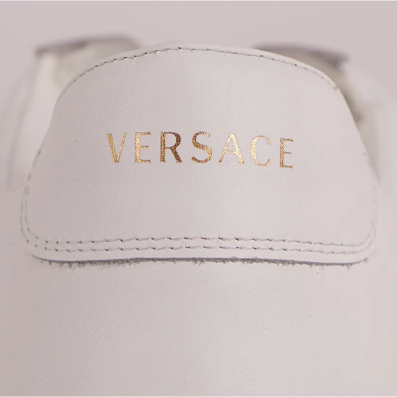 46 US 13 NEW $780 VERSACE Men's White SPLIT LOGO Low Top Tennis Shoes SNEAKERS