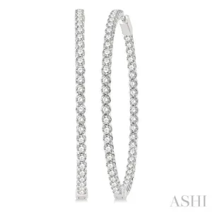 7 ctw Round Cut Diamond In & Out 2-Inch Hoop Earring in 14K White Gold