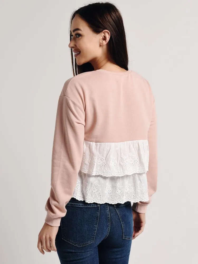 After Market Knit Long Sleeve Two Layer Point Top