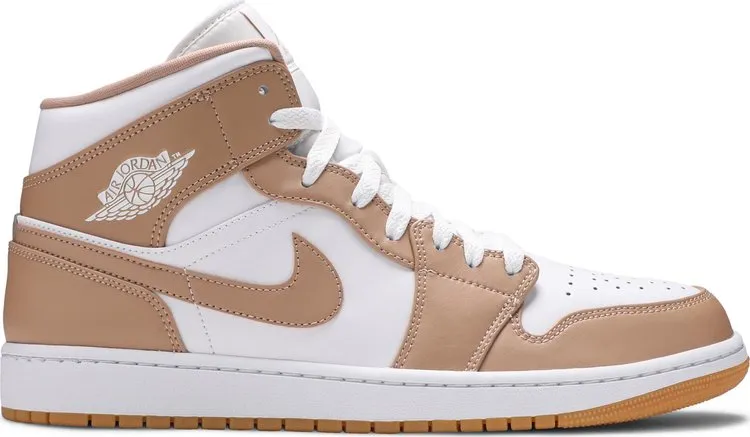 Air Jordan 1 Mid Tan Gum Sneakers, Tan