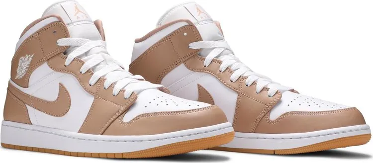 Air Jordan 1 Mid Tan Gum Sneakers, Tan