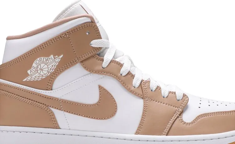 Air Jordan 1 Mid Tan Gum Sneakers, Tan