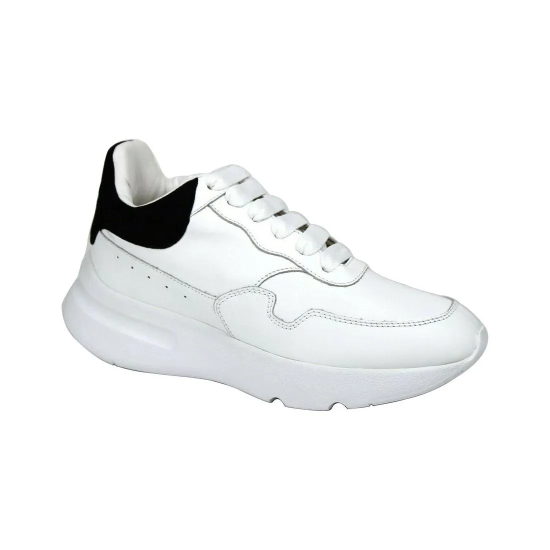 Alexander McQueen Women White Leather Suede Sneaker