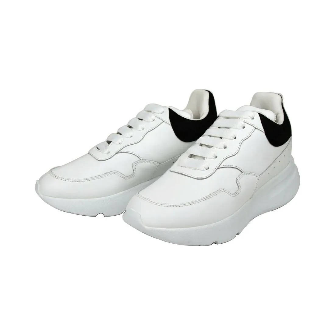 Alexander McQueen Women White Leather Suede Sneaker