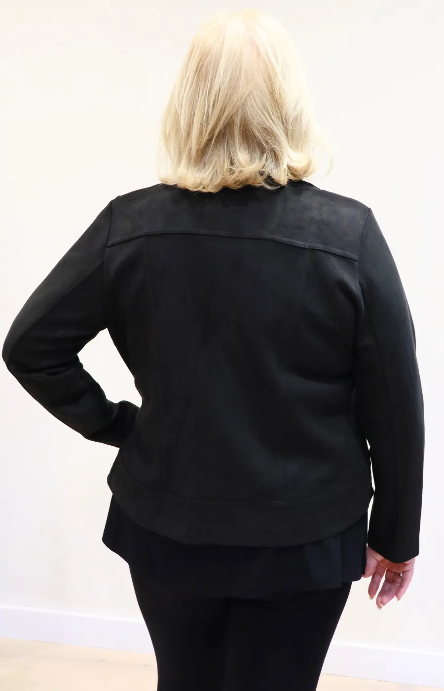 Amber Suede Biker Jacket in Black