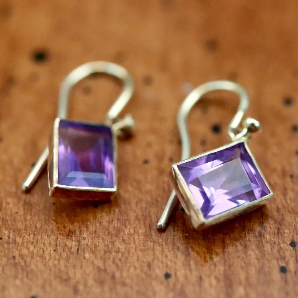 Amethyst Art Deco Dangle Earrings