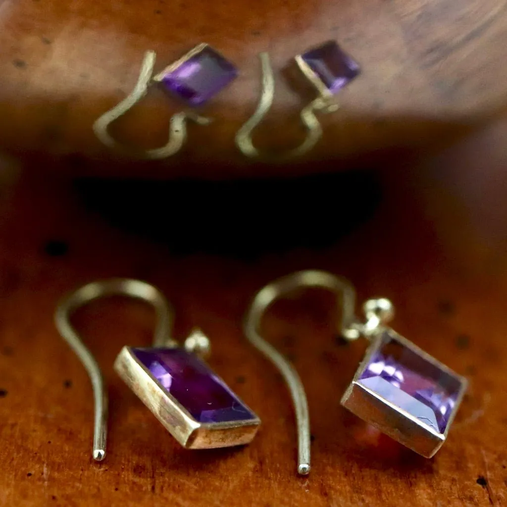 Amethyst Art Deco Dangle Earrings