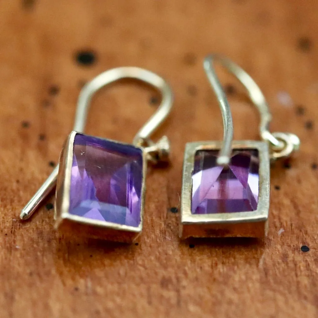 Amethyst Art Deco Dangle Earrings