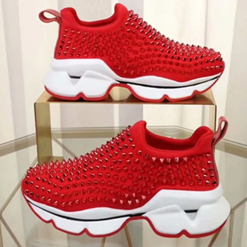 Amozae-- Platform Sneakers With Non-Slip Rivets For Women Comfortable Sports Shoes For Seasons Tennis