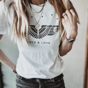 Aviator Wings and stars white tee *boyfriend fit* *NEW*