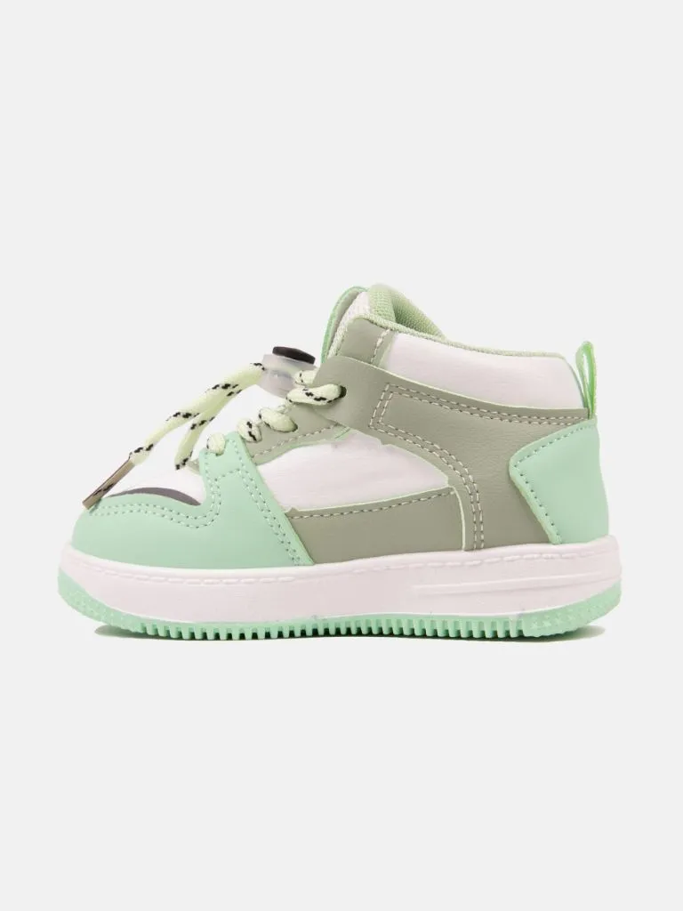 Baby Girl Active Trainers with panels and lace closure - Mint Green