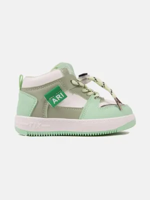 Baby Girl Active Trainers with panels and lace closure - Mint Green