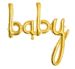 Baby Script Foil Balloons | Gold