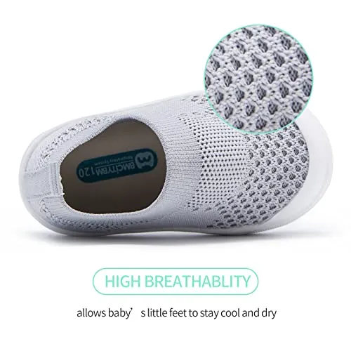 Baby Walking Shoes First Boy Girl Walker Infant Sock Tennis Mesh Sneakers Breathable 6 9 12 18 24 Months Grey Size 12-18 Months Infant