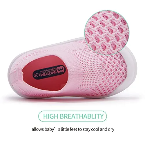 Baby Walking Shoes First Boy Girl Walker Infant Sock Tennis Mesh Sneakers Breathable 6 9 12 18 24 Months Pink Size 12-18 Months Infant