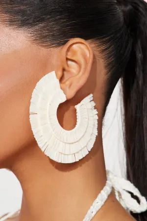 Basking In The Rays Hoop Earrings - Ivory