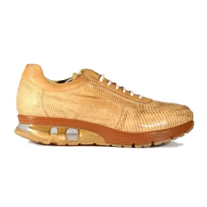 Belvedere E17 Savana Men's Shoes Camel Exotic Lizard Tennis Sneakers (BVS3033)