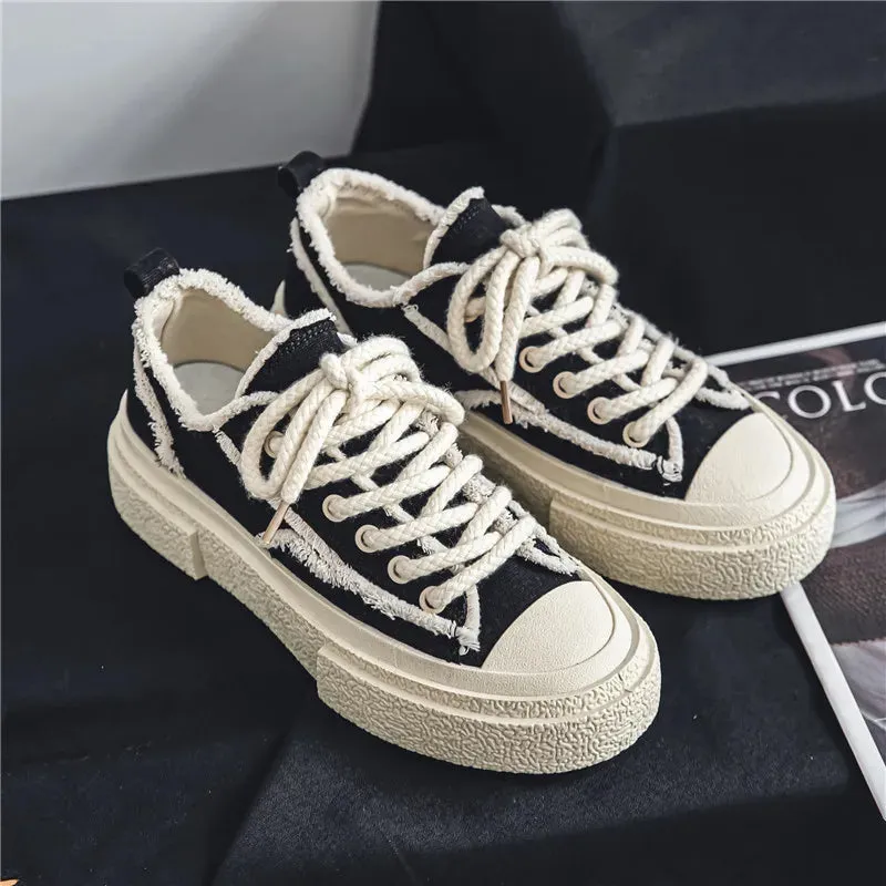 binfenxie  -  2024 Classic Sneakers for Women Fashion Platform Tennis Canvas Low Top Retro Casual Shoes Walking Comfortable Loafers