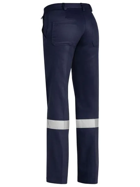 Bisley Ladies Drill Pant 3m Reflective Tape-(BPL6007T)