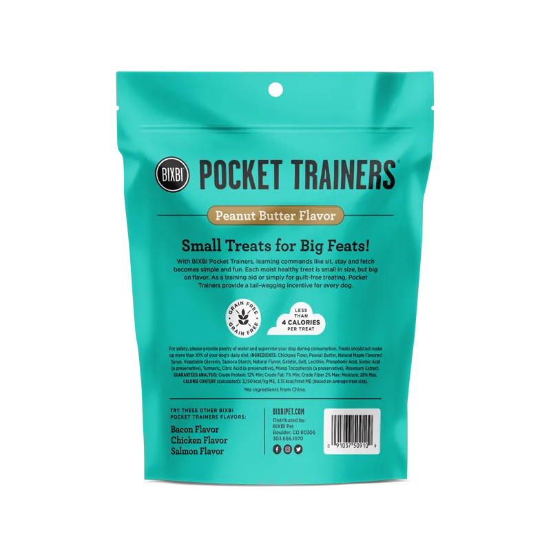 Bixbi Pocket Trainers Peanut Butter Flavor Grain-Free Dog Treats, 6-oz bag