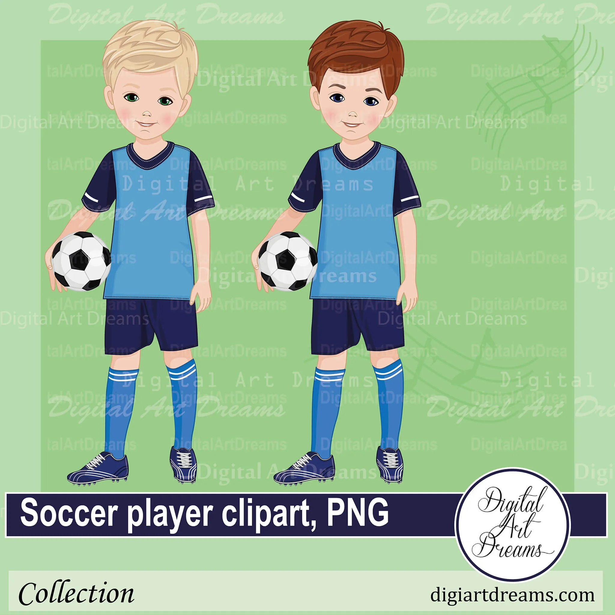 Boy Soccer Player Clipart Blue