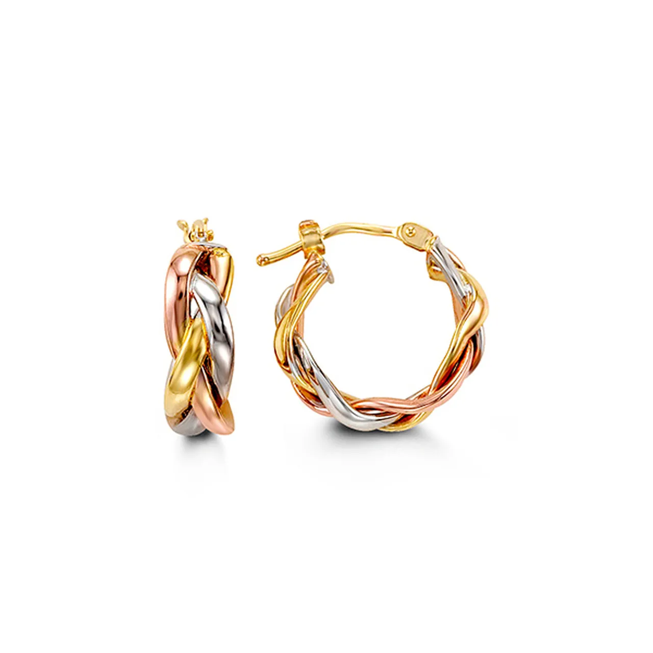 Braided Tri-Gold Hoop Earring