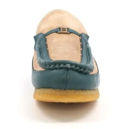 British Walkers Power Men's Tan and Blue Suede Crepe Sole Slip Ons