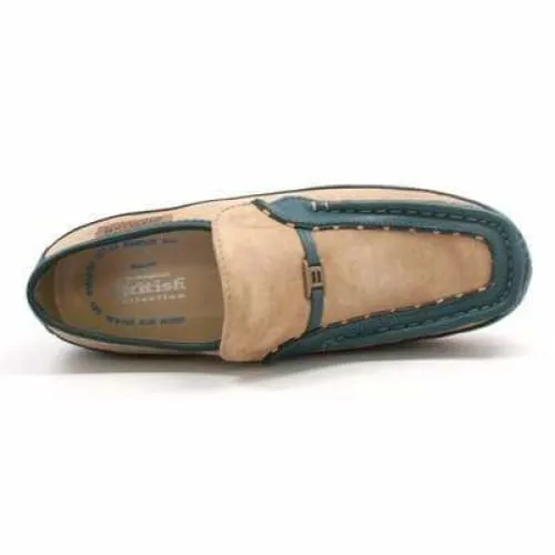 British Walkers Power Men's Tan and Blue Suede Crepe Sole Slip Ons