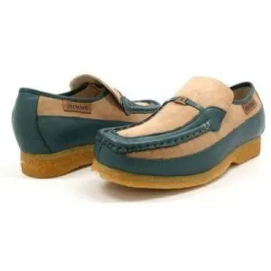 British Walkers Power Men's Tan and Blue Suede Crepe Sole Slip Ons