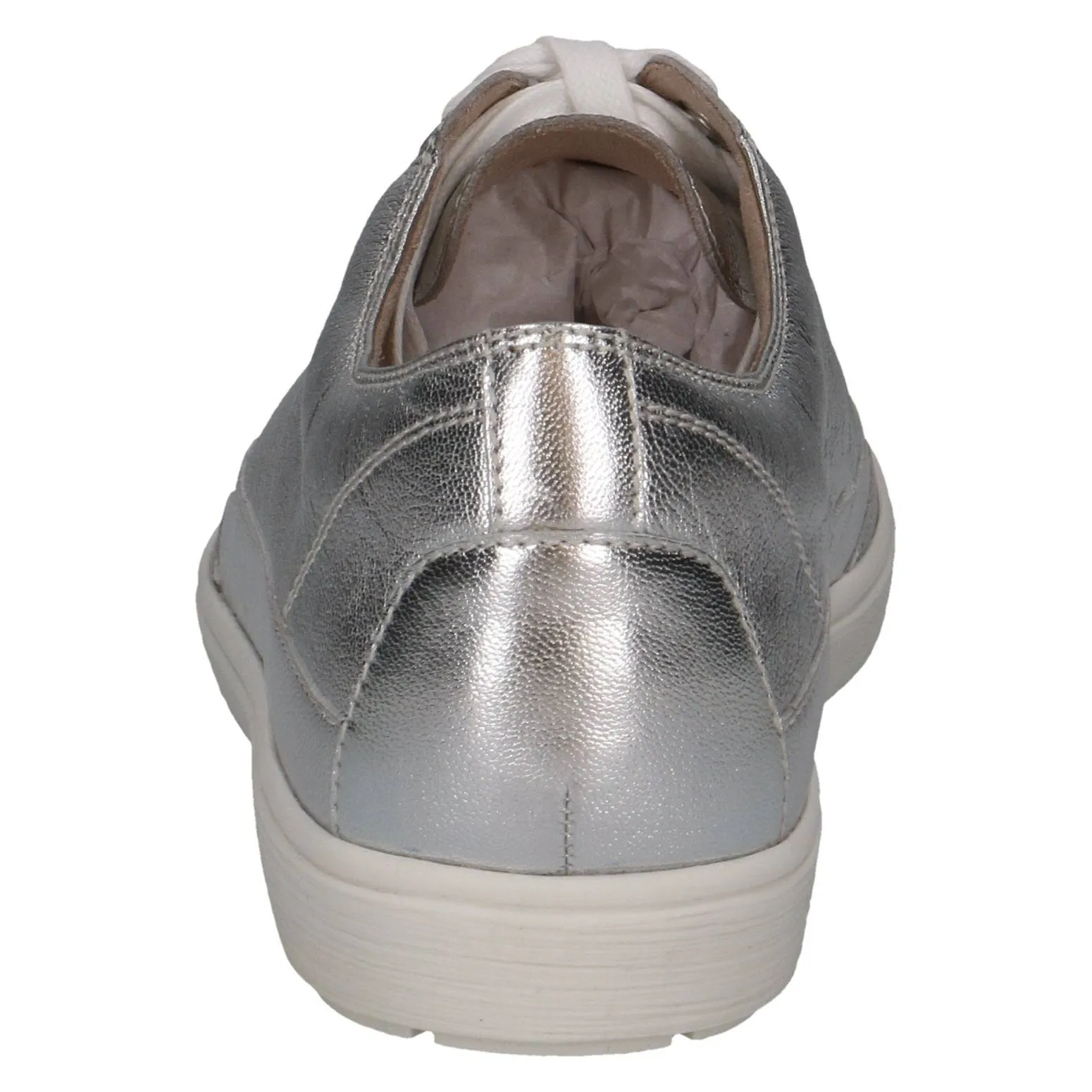 Caprice 9-23654-42 920 Ladies Silver Leather Lace Up Shoes