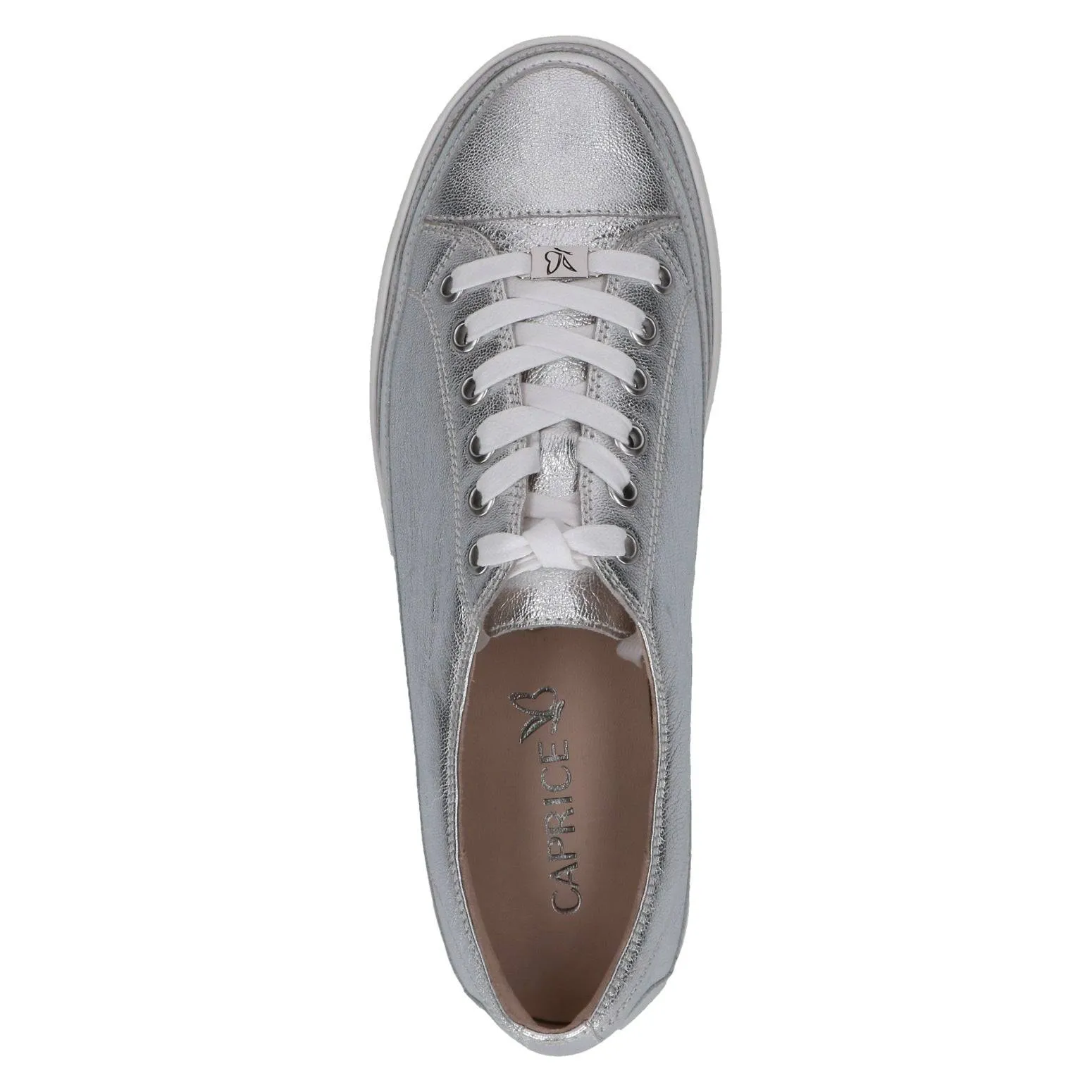 Caprice 9-23654-42 920 Ladies Silver Leather Lace Up Shoes