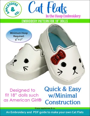 Cat Flats ITH Embroidery Patterns for 18 Inch Dolls