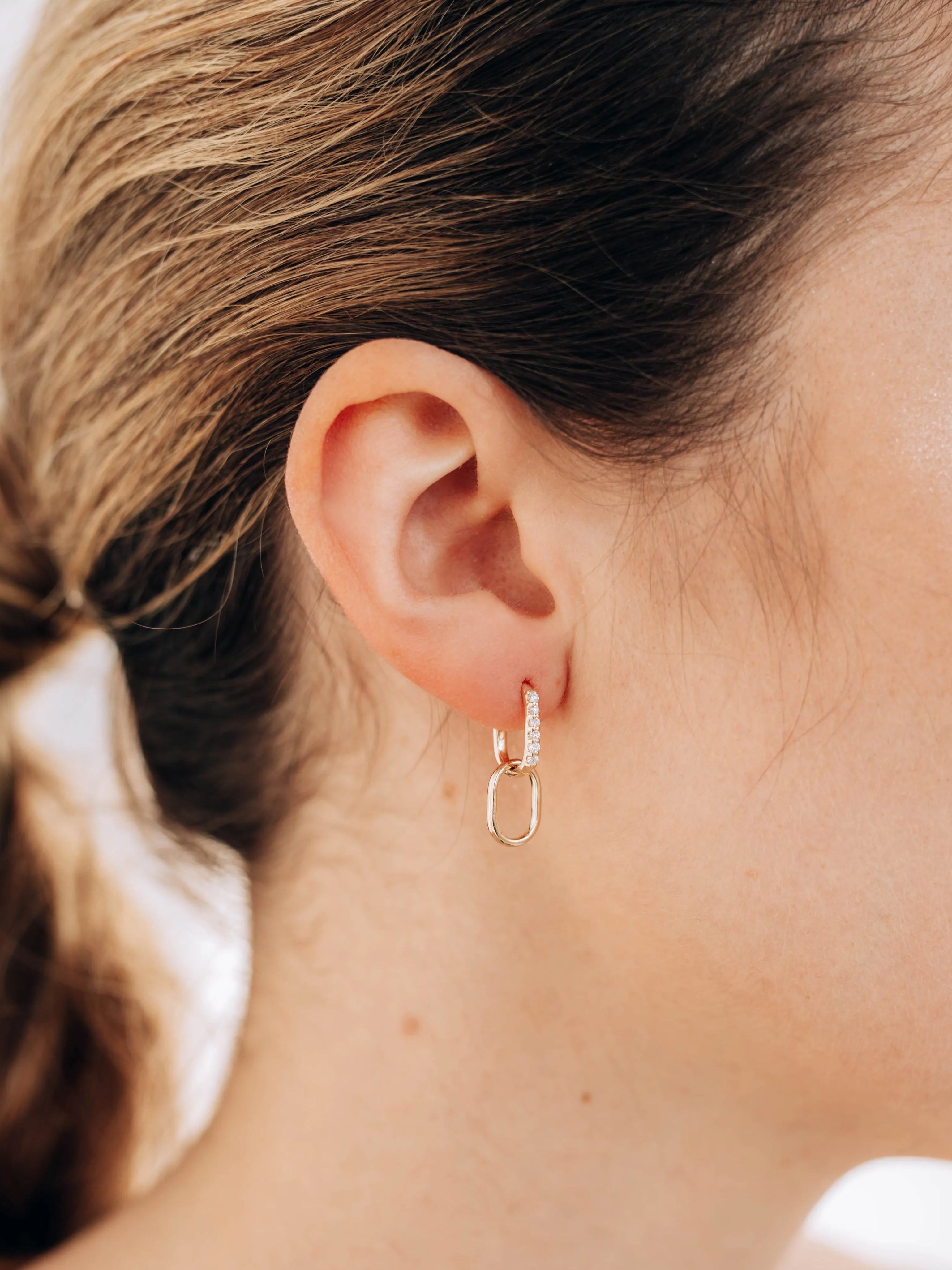 Classique Pavé Paper Clip Double Hoops