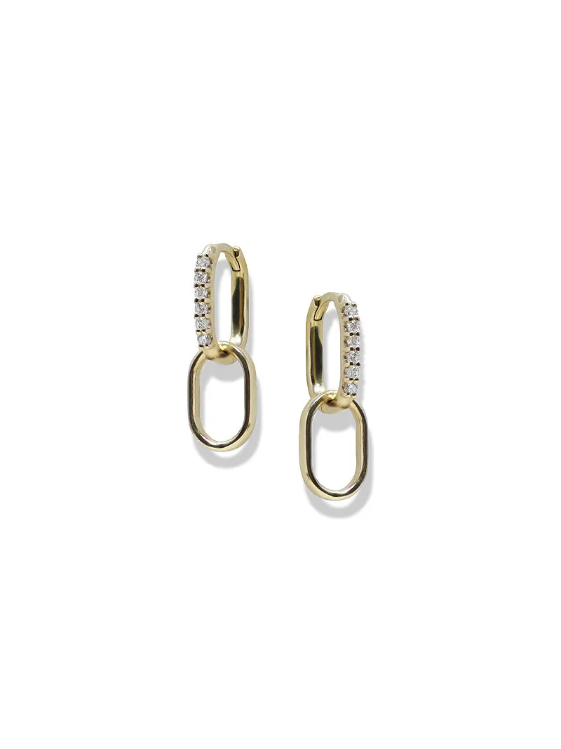 Classique Pavé Paper Clip Double Hoops