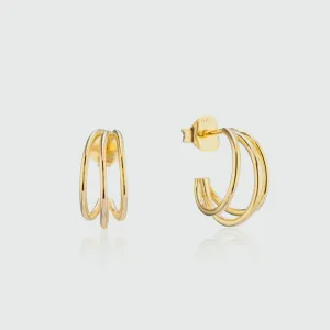 Cordoba Triple Gold Vermeil Hoop Earrings