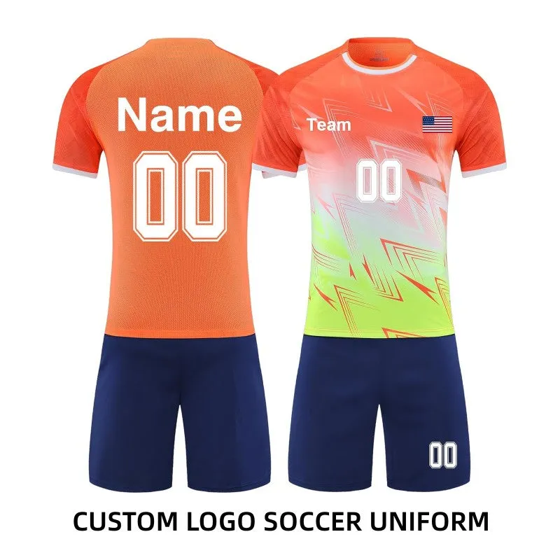 Customized Printed Orange Soccer Jersey Kits for Youth