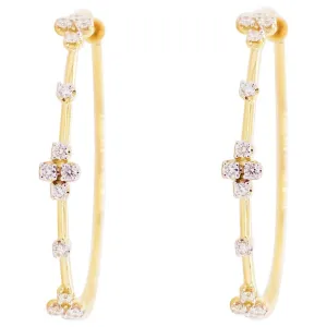 Diamond Clover Hoop Earrings