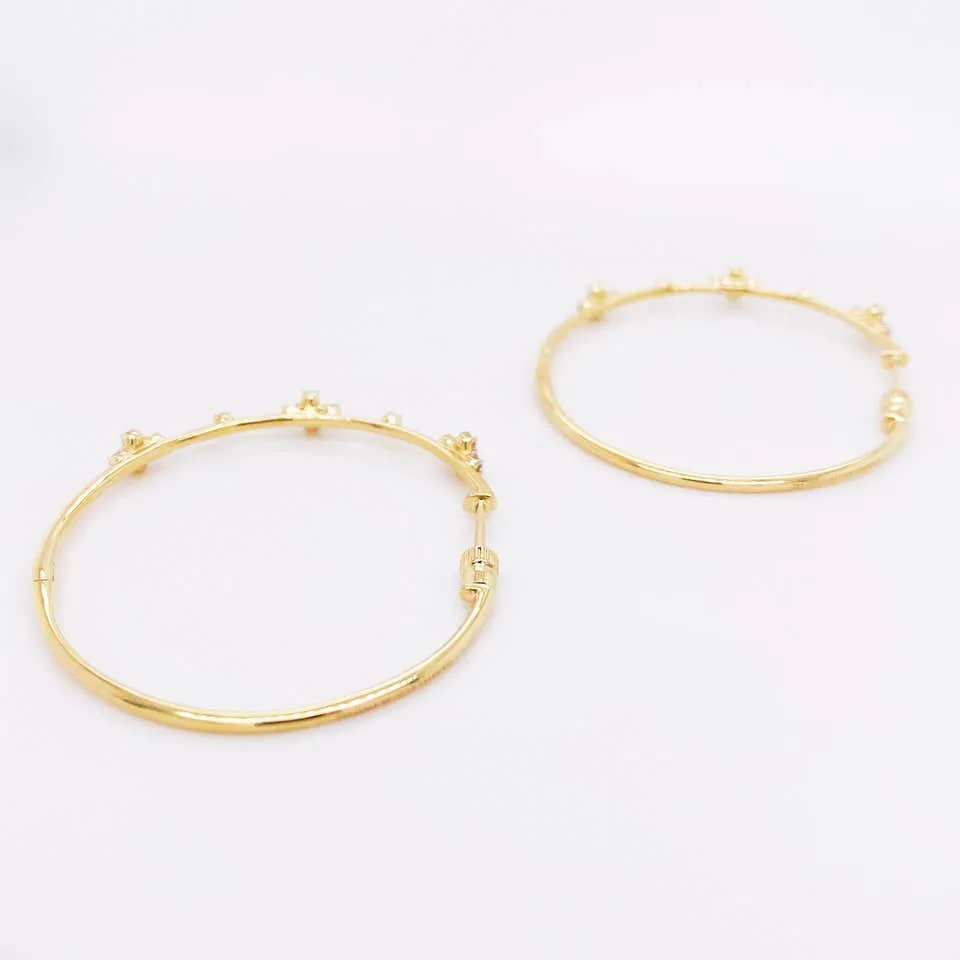 Diamond Clover Hoop Earrings