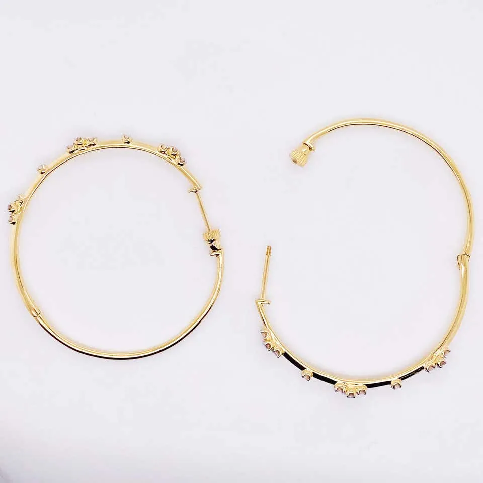 Diamond Clover Hoop Earrings