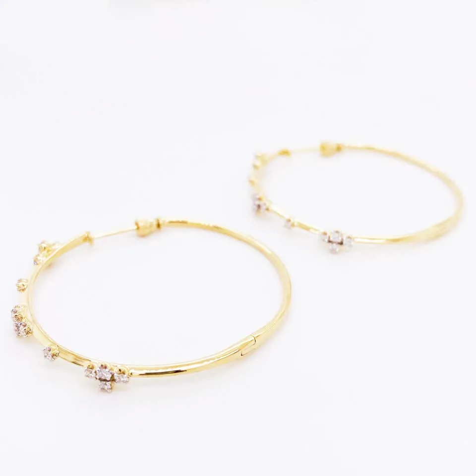 Diamond Clover Hoop Earrings