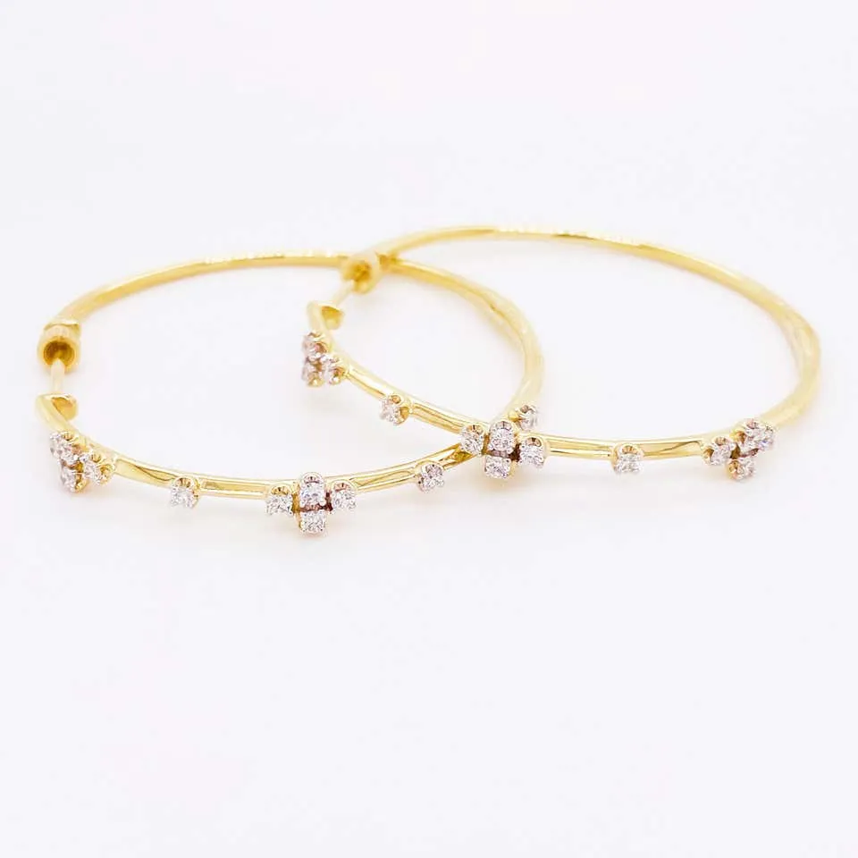 Diamond Clover Hoop Earrings