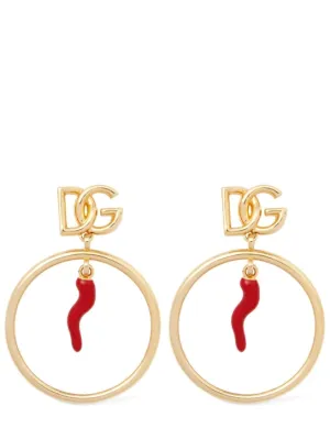 Dolce&amp;Gabbana   DG logo &amp; charm hoop earrings 